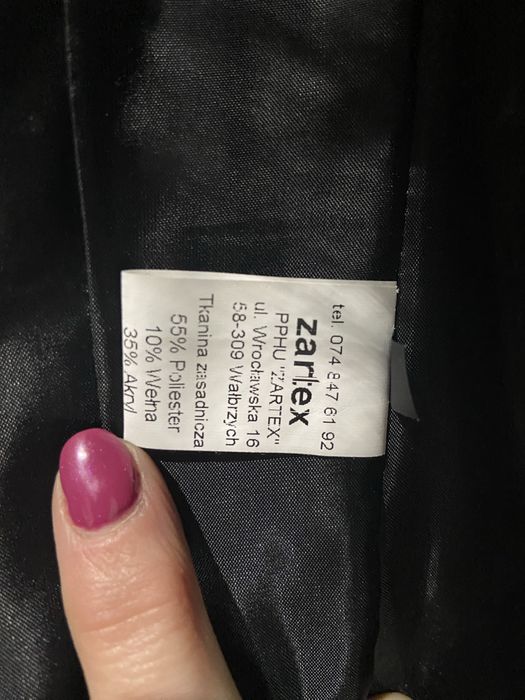 Płaszcz czarny Zartex rozm 38