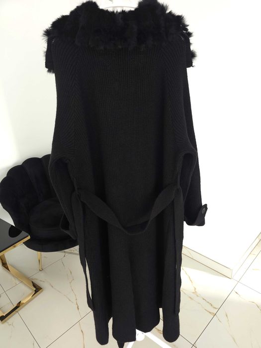 Kardigan z naturalnym futerem