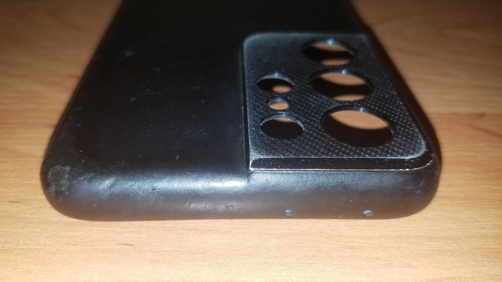 Etui skórzane do Samsung S21 Ultra 5G case czarne plecki aluminium