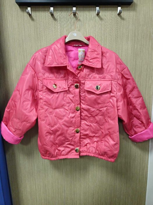 Kurtka różowa, tłoczone kwiaty 40/44 Italy wiosna !!!