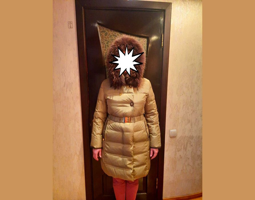 Пуховик Монклер новый, оливкового цвета, размер XL, натуральный пух