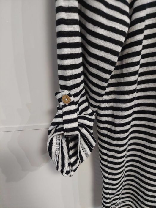 bluzka  w biało-czarne paski z rękawem 3/4 rozmiar M stan bdb