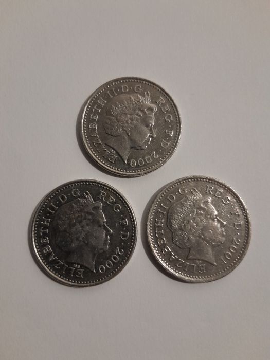 3 moedas de 10 pence reino unido' 2x' 2000/01