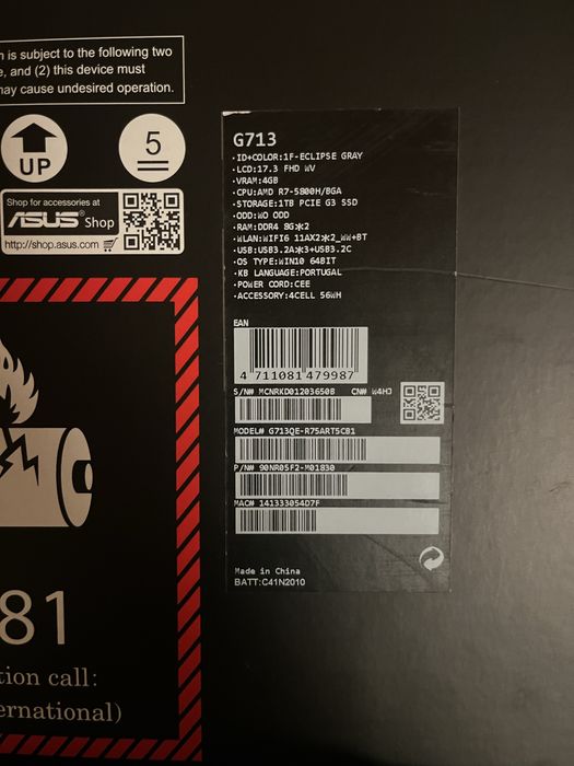 Computador gamer Asus ROG G713 R7-580