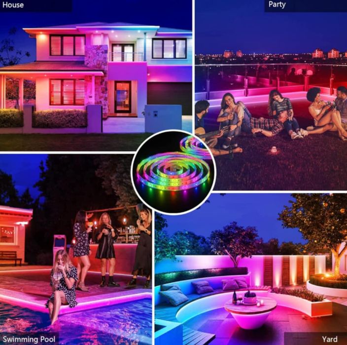 Zewnętrzna słoneczna taśma LED 10 m SMD 5050 Światła LED RGB