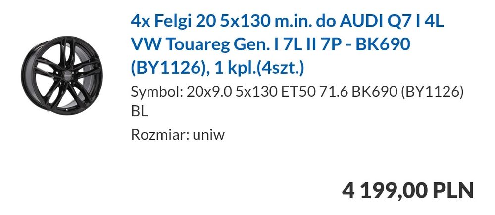 FELGI 20 CALOWE 5X130 Czarny Połysk