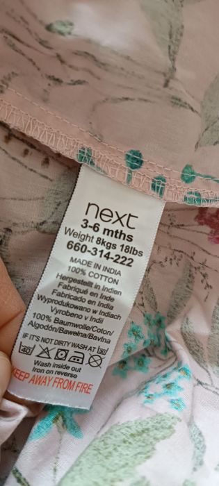 Next 62 kwiecista sukienka różowa dla dziewczynki 3-6 m