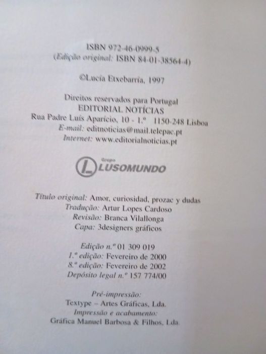Livro - Amor, curiosidade,Prozac e dúvidas.