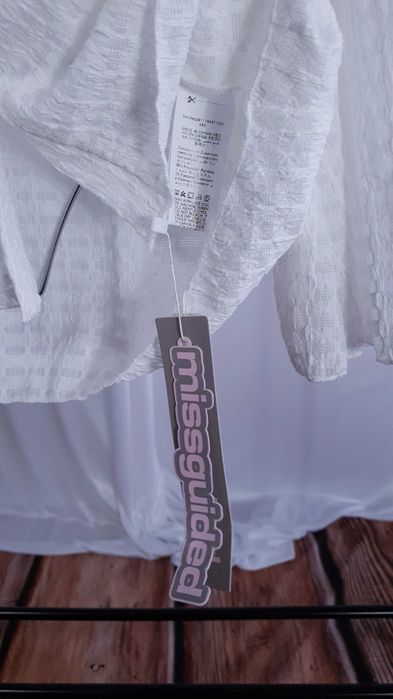 Koszula Damska Biała Oversize Teksturowana Casual Missguided S 36