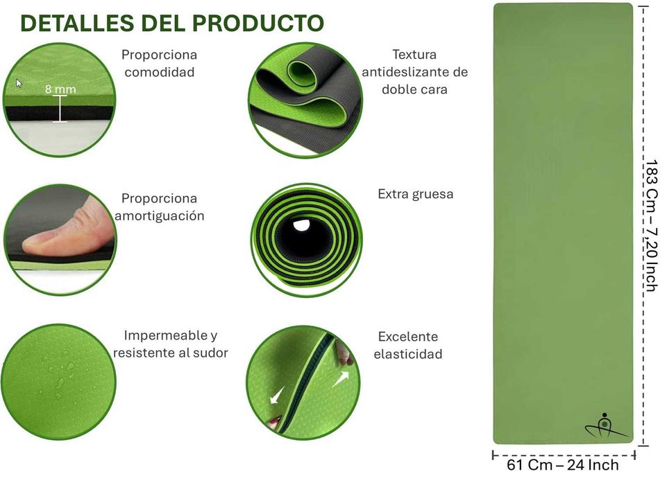 Tapete de Yoga Grosso (8mm) - (183x61cm) - GREEN
