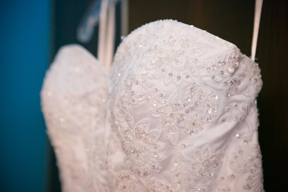 Suknia ślubna annais bridal wydłużona talia, wiązana, roz. 40, wys.17