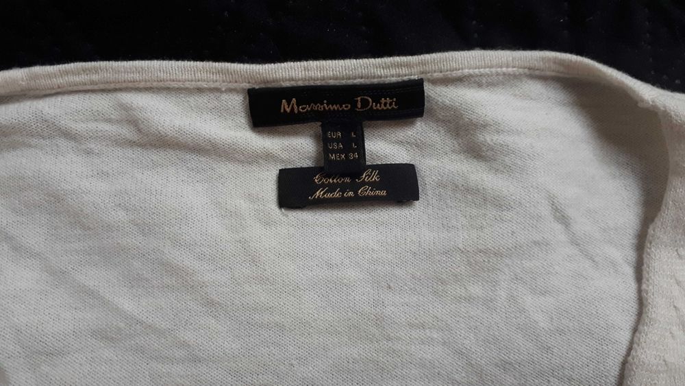 Massimo Dutti - oryginalny damski biały sweter roz.L wełna jedwab
