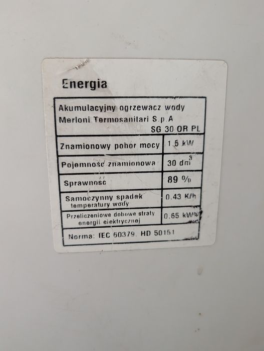 Bojler elektryczny ariston 30 litrow