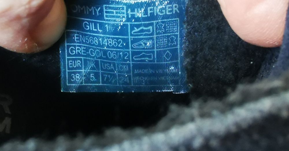 Buty botki damskie Tommy Hilfiger r. 38 granatowe na koturnie zamsz