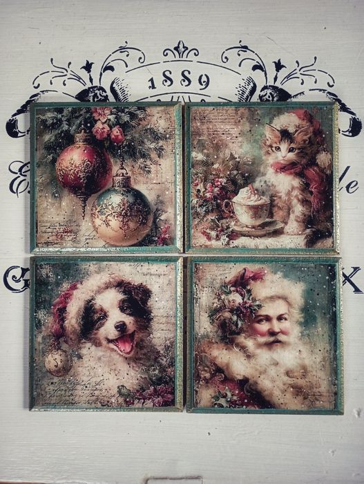 Ozdobne podkładki vintage decoupage shabby chic Prowansja