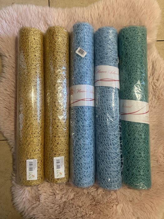 5 rolek zestaw siatka koronkowa organza flizelina florystyczna dekorac