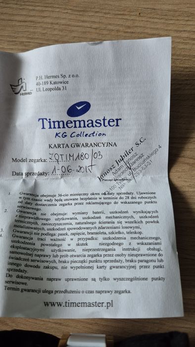 180/03 Zegarek damski Timemaster bransoleta