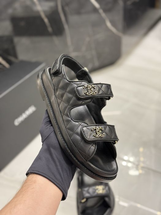 Sandały Chanel Black Caviar Leather
