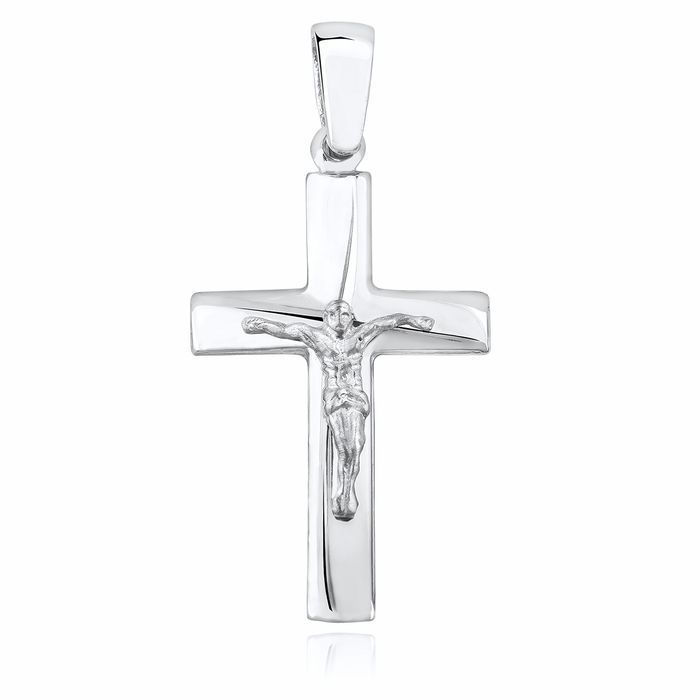 Elegancki Rodowany Srebrny Klasyczny Gładki Krzyżyk Krzyż K0084R