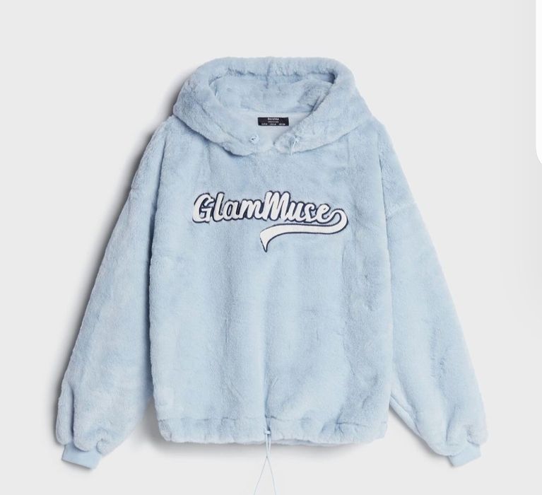 Gruba ciepła pluszowa bluza oversize Bershka M L XL
