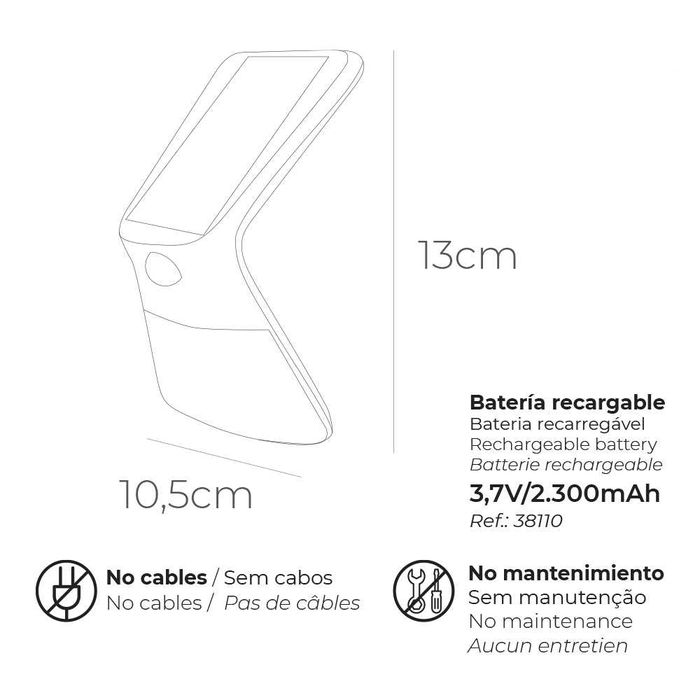 Candeeiro de Parede Solar 3,5W 430lm Sensor de Presença