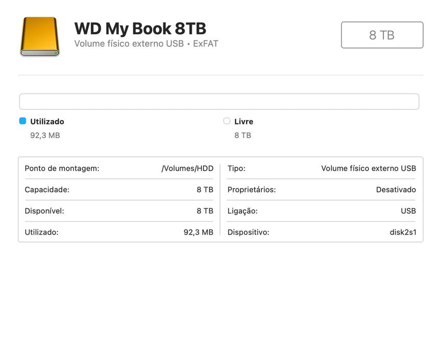 Disco Externo Western Digital WD My Book 8TB Caixa e Acessórios