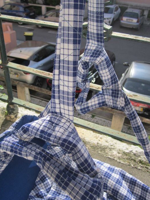 Alcofa vintage alças, Xadrex Azul e Branco, algodão acolchoado anos 70