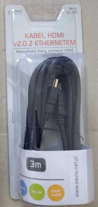 Kabel przewód HDMI 2.0 Savio CL-96 3m 4Kx2K + Ethernet