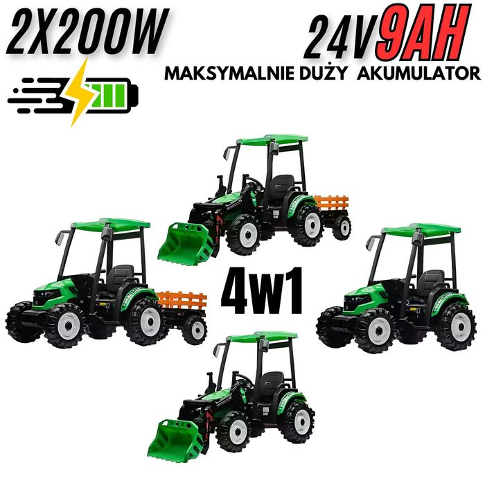 Wielki mocny traktor TITAN 24V D68 2x200W kabina pilot mp3