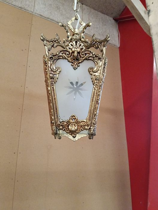 Piękna antyczna lampa lampion mosiężna