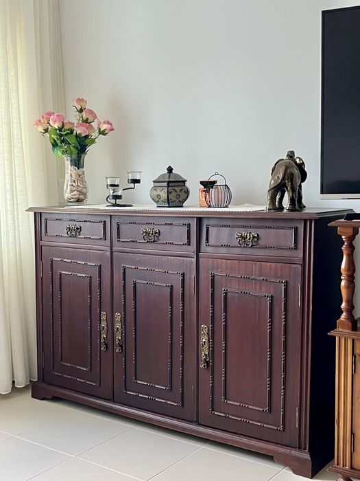 Movel de madeira maciça sapateira castanho Porto