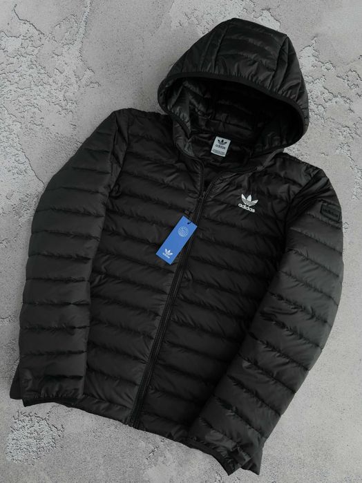 Куртка мужская Adidas до 0°С демисезонная с капюшоном адидас черная