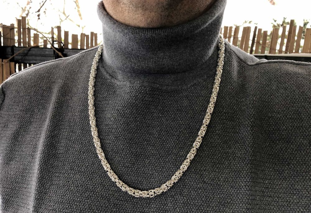 60cm 6,5mm 94g Łańcuszek Bizantyjski-królewski srebro 925