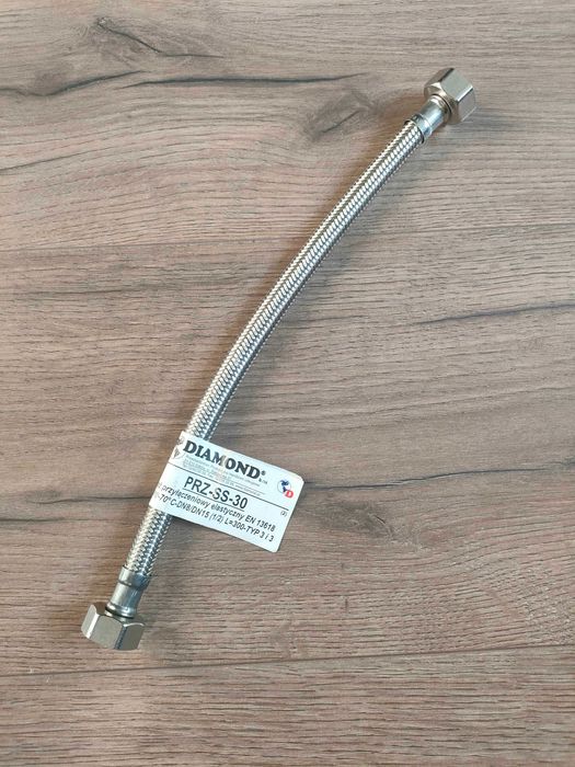 Elastyczny Wężyk przyłączeniowy 1/2" x 1/2" - odporny na korozję 30 cm