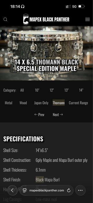 Tarola Mapex Black Panther