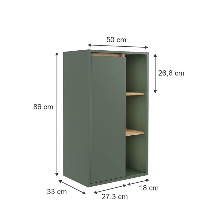 Szafka midi Viola, zielony/artisan, 50 x 86 cm, Vicco