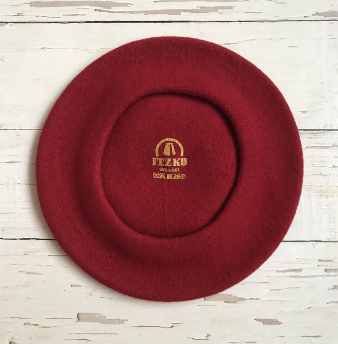 Piękny Damski Beret Fezko 100% Wełna Wool Rare Unikat Nowy !