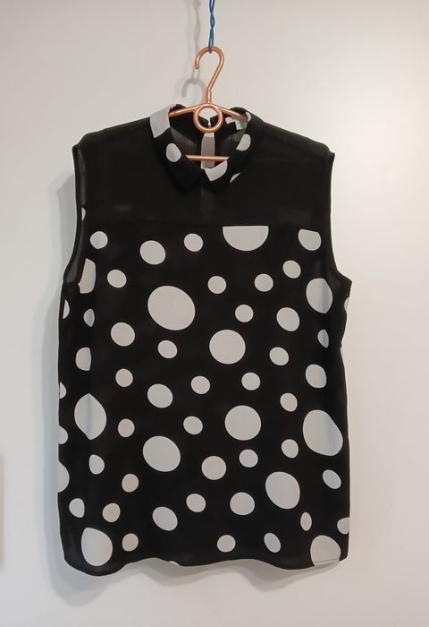 Wizytowa bluzka czarna w grochy