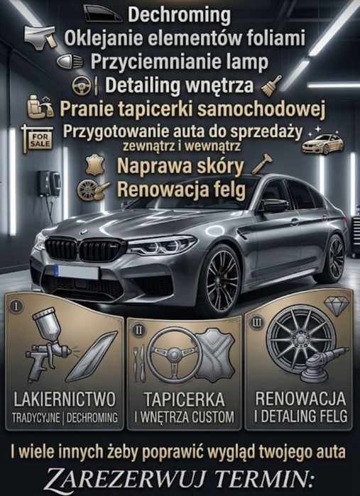 Dechroming,Detailing aut, renowacja felg, skóry
