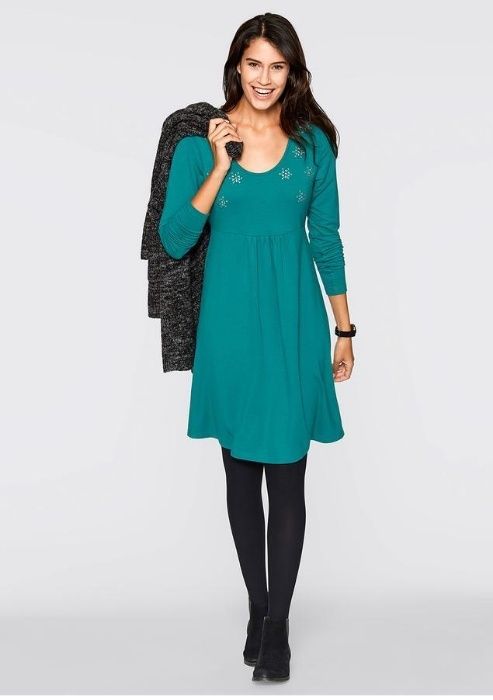 Bon Prix, szmaragdowa sukienka z cekinami