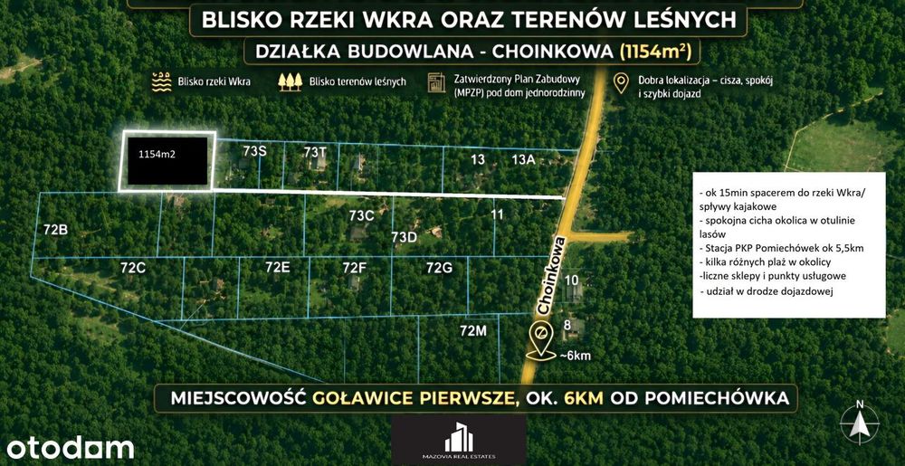 Działka 1154 m² blisko rzeki Wkry | Całoroczna lub rekreacyjna - Widok 2
