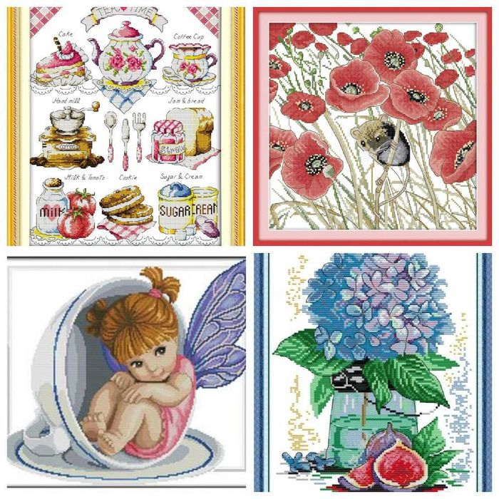 Набір для вишивання хрестиком Гортензія, Маки, Фея, Час пити чай