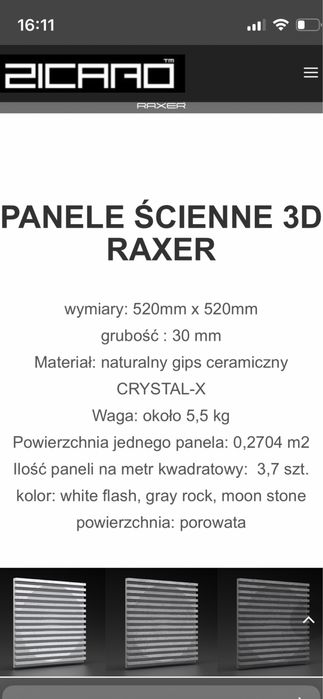 Panele 3 D z gipsu ceramicznego Raxer firmy Zicaro