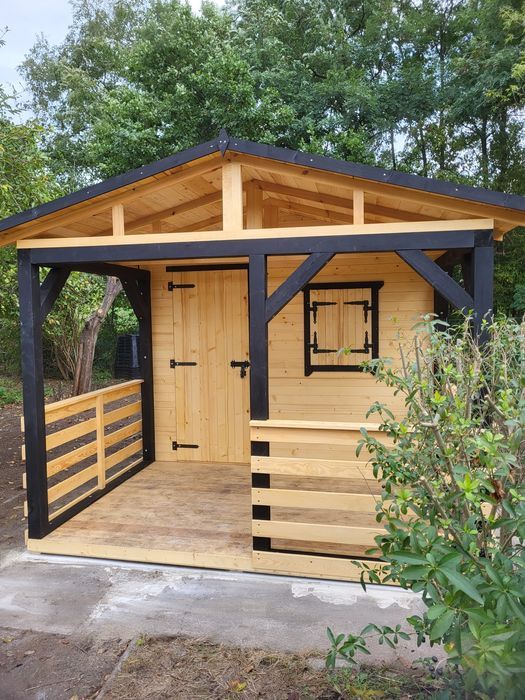 Domek na narzędzia narzędziowy z tarasem  na narzędzia drewutnie altan