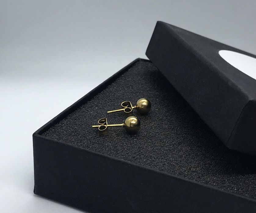Kolczyki złote kulki 6mm wkrętki stal chirurgiczna
