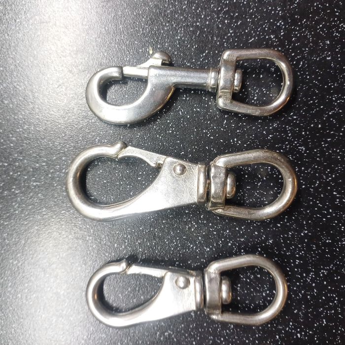 Karabińczyk nurkowy tłokowy  inox nierdzewny z krętlikiem