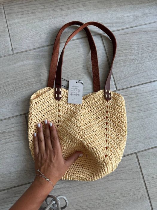 Сумка шопер з рафії, соломʼяна, пляжна