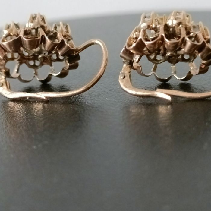 Stare złote kolczykiz diamentami - Francja