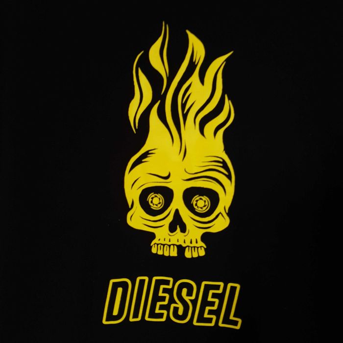Diesel T-Diego A11 Czarny tshirt koszulka nadruk czaszka