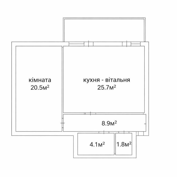 Велика 1к квартира з РЕМОНТОМ, Площа 63м2, оформлення 2%